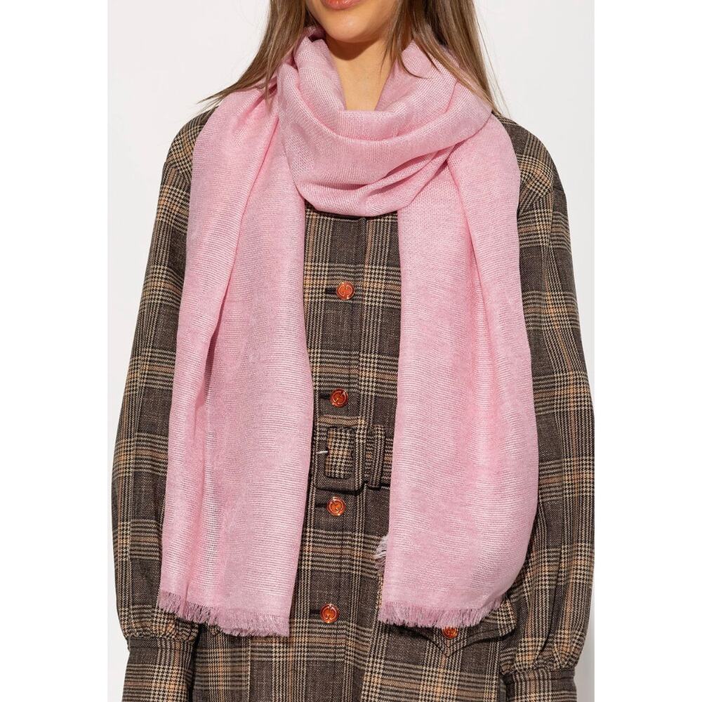 GUCCI Scarf Pink GG Logo Pattern Large Shawl Big Size